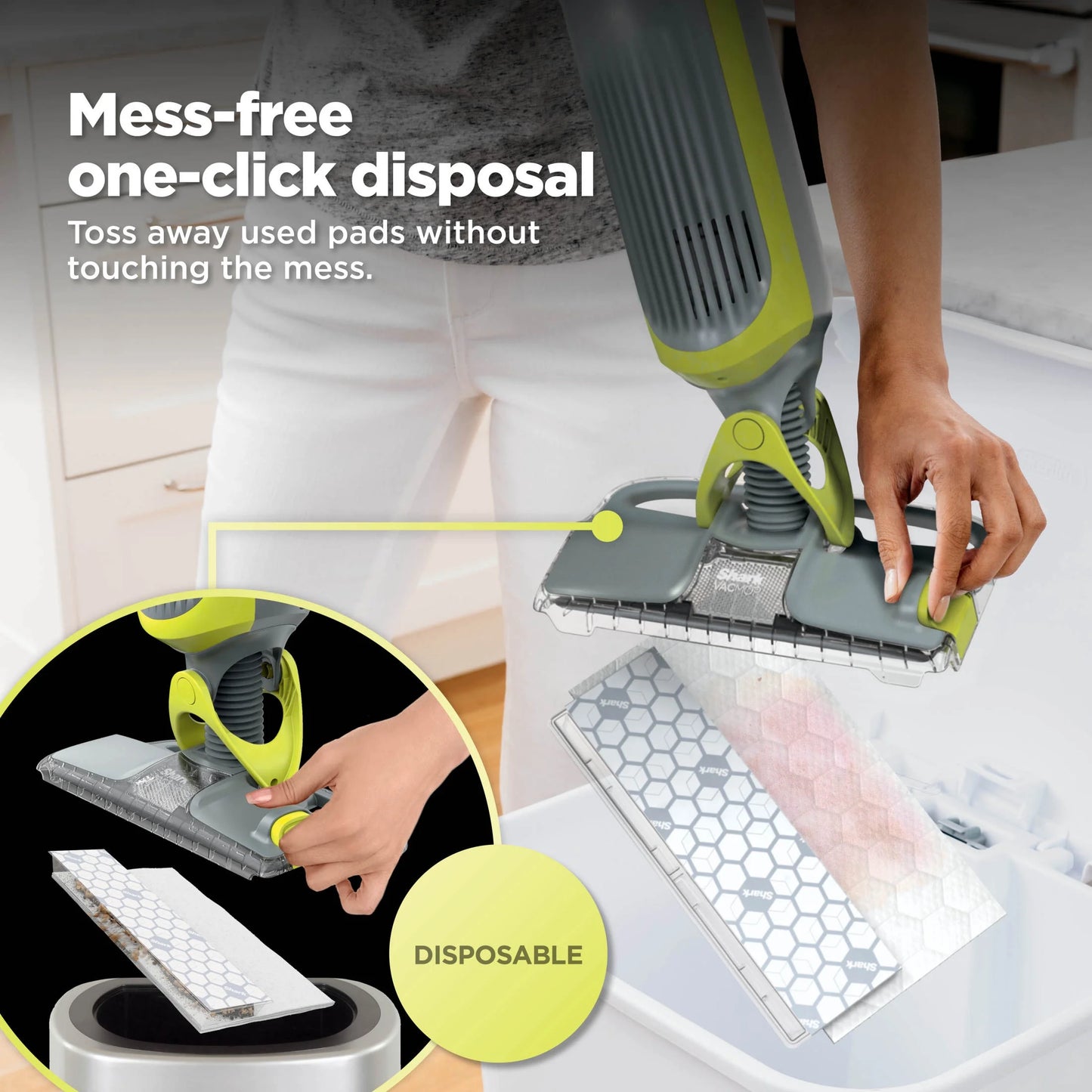 VACMOP Cordless Hard Floor Vacuum Mop, for Tile, Vinyl, Laminate, Wood, with (4) Disposable VACMOP Pads, 12-Oz  Multi-Surface Cleaner, VM200