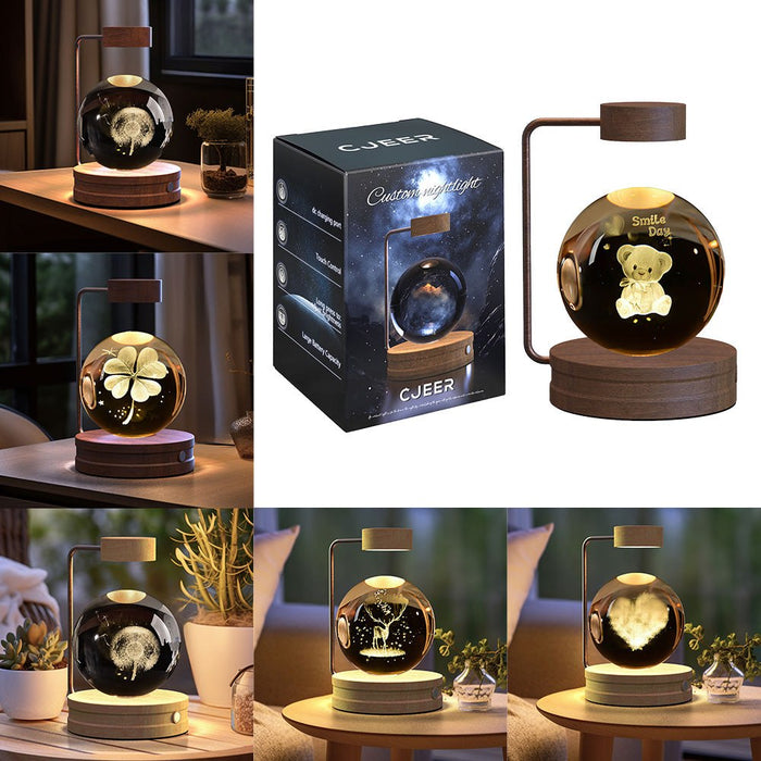 Crystal ball cosmic dinosaur 3D LED night light USB powered bedside lamp