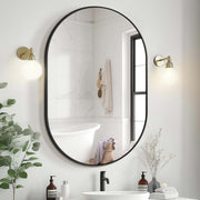 Bathroom Vanity Mirror for Wall, 36''X24'' Black Oval Bathroom Mirror for over Sink, Bedroom, Living Room, Entryway, HD Tempered Glass, Wall Mounted Horizontally or Vertically