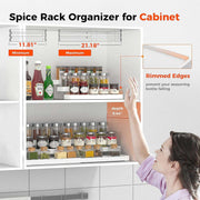 Expandable Spice Rack Organizer for Cabinet - 3 Tier Adjustable Cabinet Spice Organizer Easy Visibility - Spice Organizer for Cabinet Countertop Cupboard Pantry Organization (White)