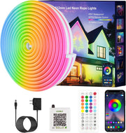 65.6Ft RGB Neon Rope Lights with App Control and Music Syncing, Waterproof and Flexible Strip for Bedroom and Party