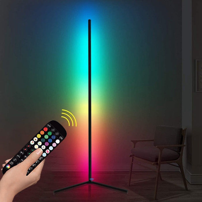 Bedroom Symphony RGB Atmosphere Floor Lamp with LED, aluminum alloy body, and remote control features colorful RGBW+Music lighting.